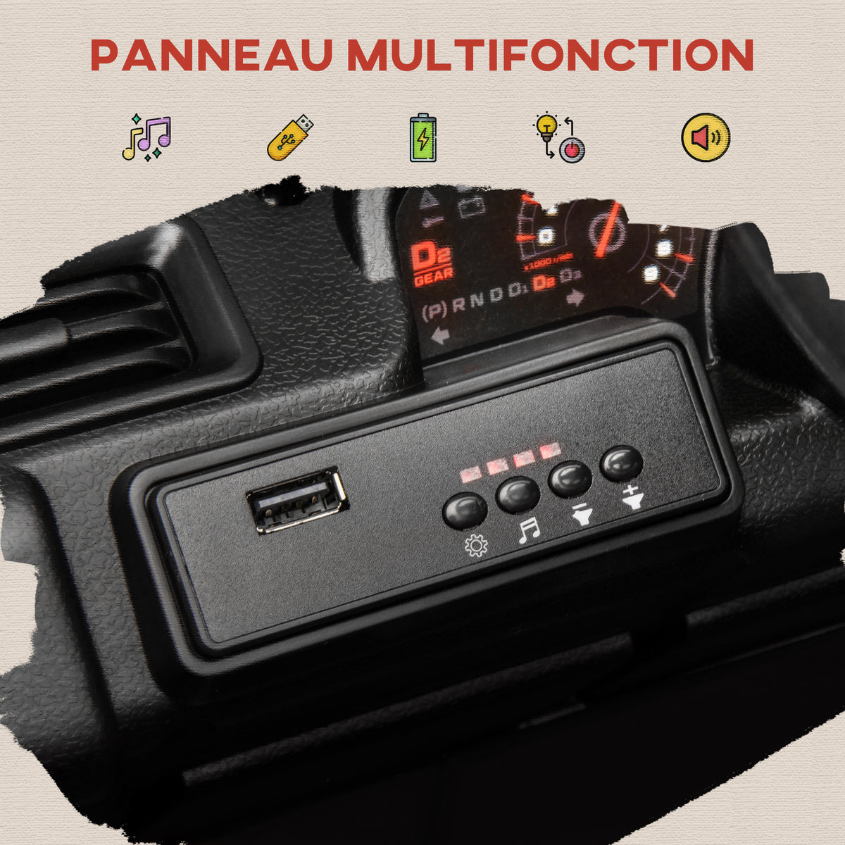 Voiture électrique enfant buggy électrique enfant 2 moteurs 12 V 3 vitesses remorque arrière 122L x 62,5l x 65H cm noir