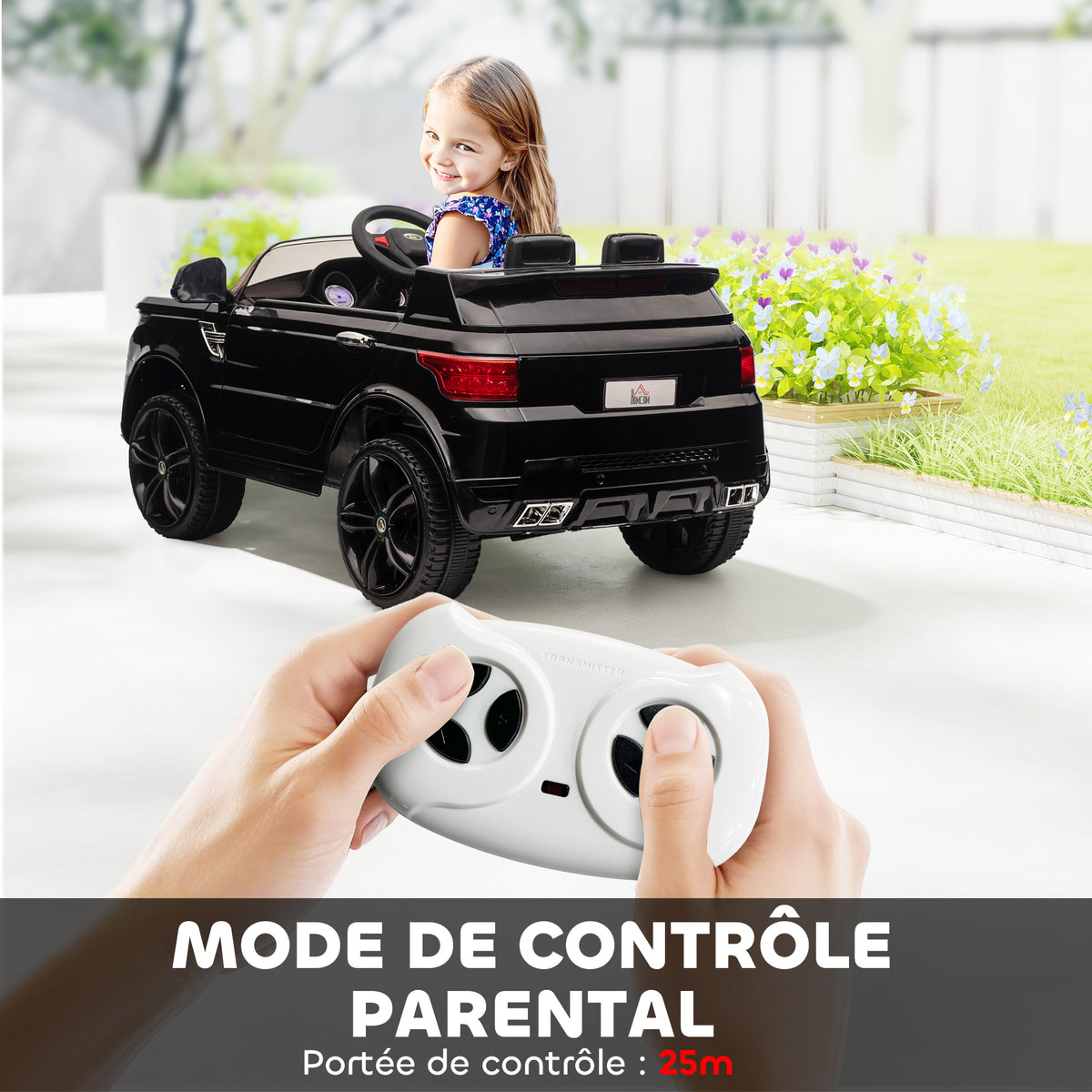Voiture électrique enfants véhicule électrique 12 V double moteurs 3 à 5 km/h 110 x 68 x 52 cm noir