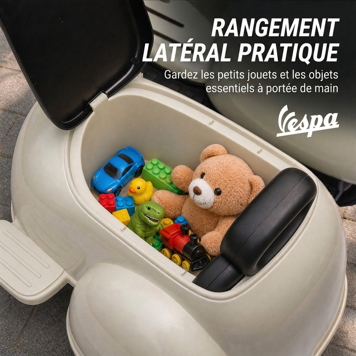 Moto Électrique Vespa 6V 2 Places Crème