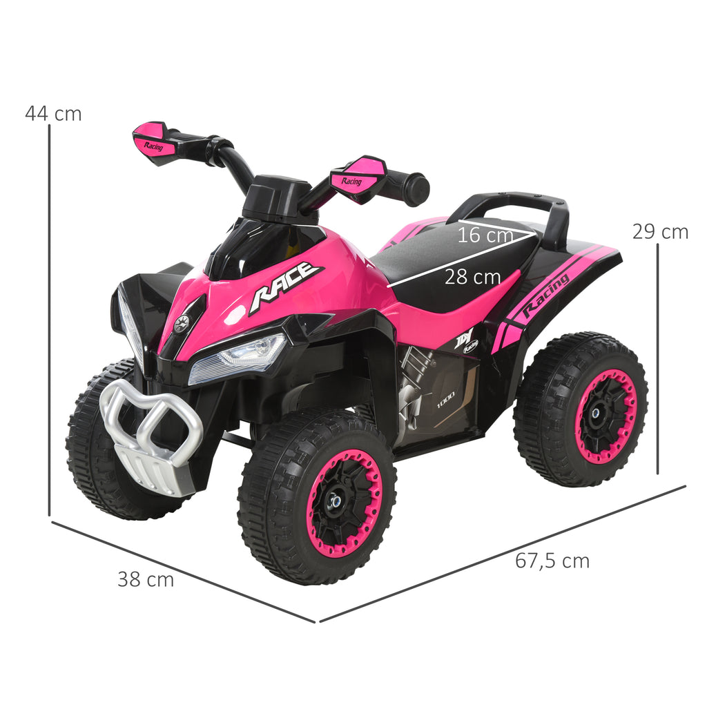 Porteur Enfants SANS Moteur Quad 18-36 Mois dim. 67L x 38l x 44H cm Effets Lumineux et sonores Rose Noir PAS ÉLECTRIQUE