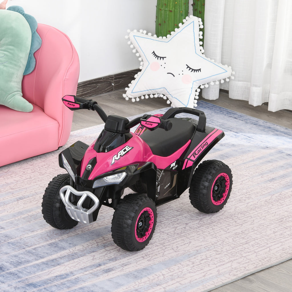 Porteur Enfants SANS Moteur Quad 18-36 Mois dim. 67L x 38l x 44H cm Effets Lumineux et sonores Rose Noir PAS ÉLECTRIQUE