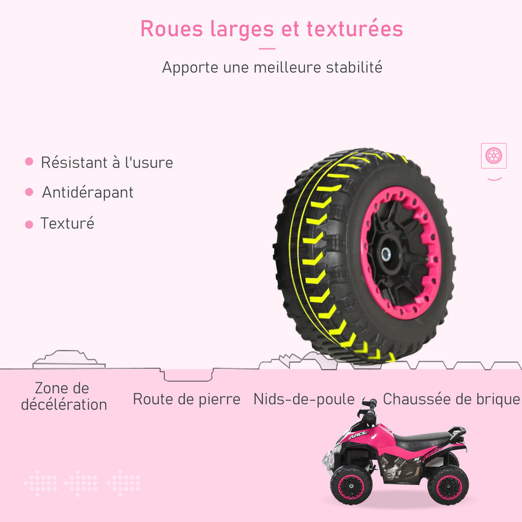 Porteur Enfants SANS Moteur Quad 18-36 Mois dim. 67L x 38l x 44H cm Effets Lumineux et sonores Rose Noir PAS ÉLECTRIQUE