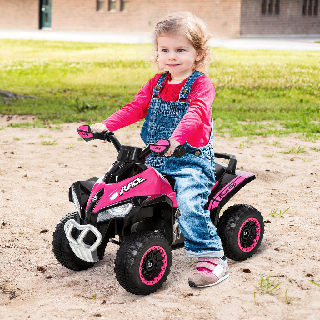 Porteur Enfants SANS Moteur Quad 18-36 Mois dim. 67L x 38l x 44H cm Effets Lumineux et sonores Rose Noir PAS ÉLECTRIQUE
