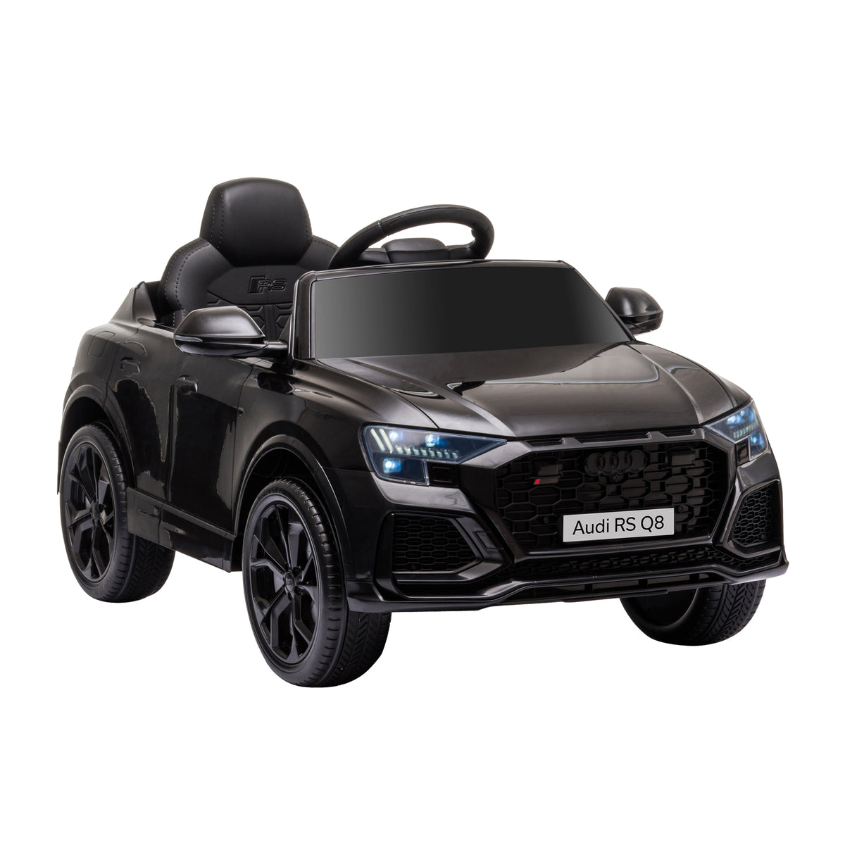 Voiture électrique enfants sous licence Audi RS Q8, véhicule électrique avec télécommande, USB, Bluetooth, noir