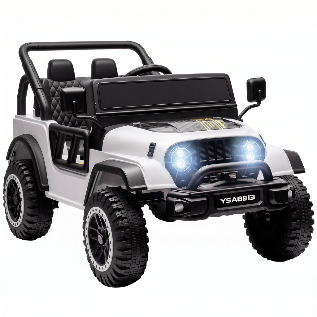 Voiture Électrique Enfants 12V, Buggy Électrique Enfants, 2 Moteurs, Télécommande 2,4G, Batterie Lithium, Blanc
