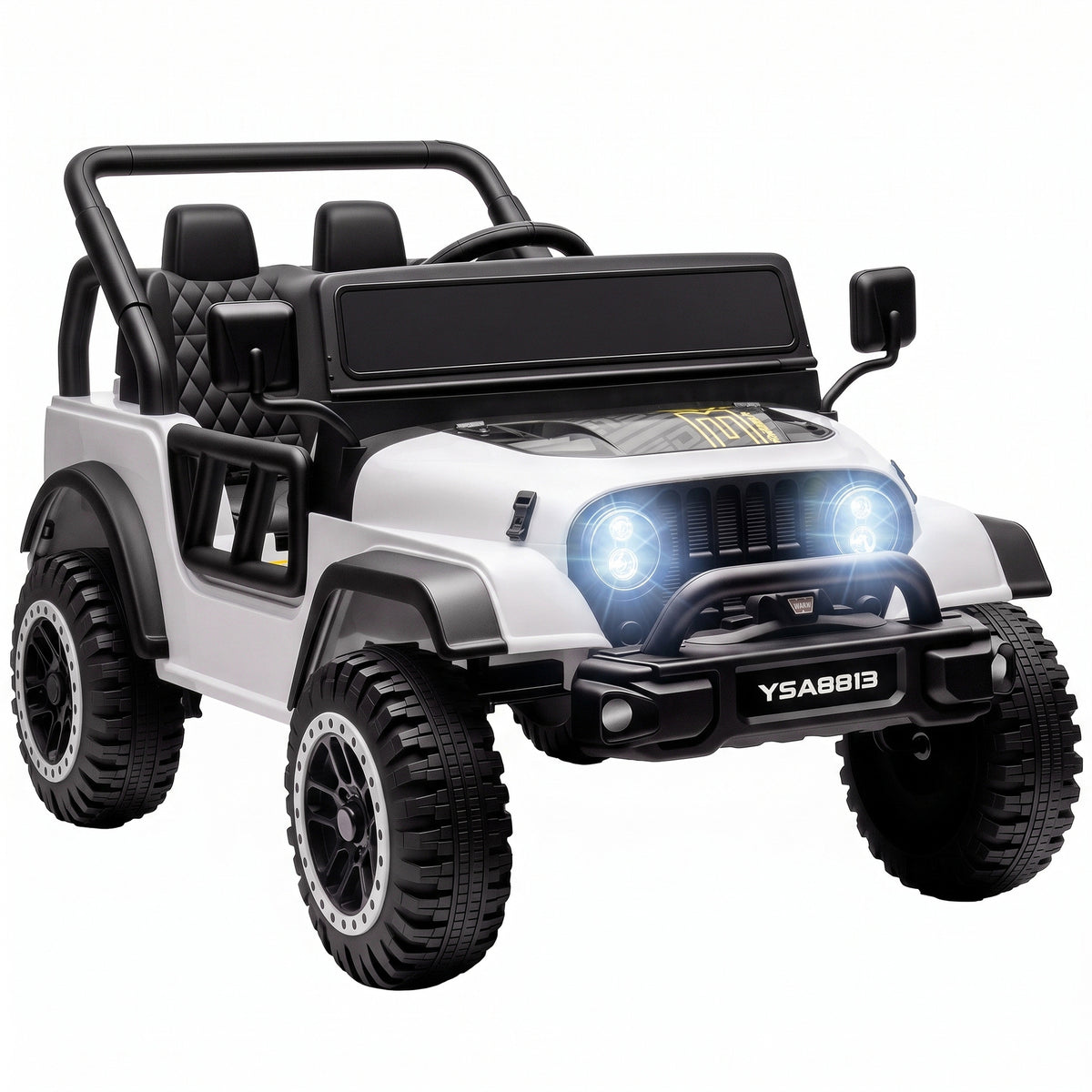 Voiture Électrique Enfants 12V, Buggy Électrique Enfants, 2 Moteurs, Télécommande 2,4G, Batterie Lithium, Blanc
