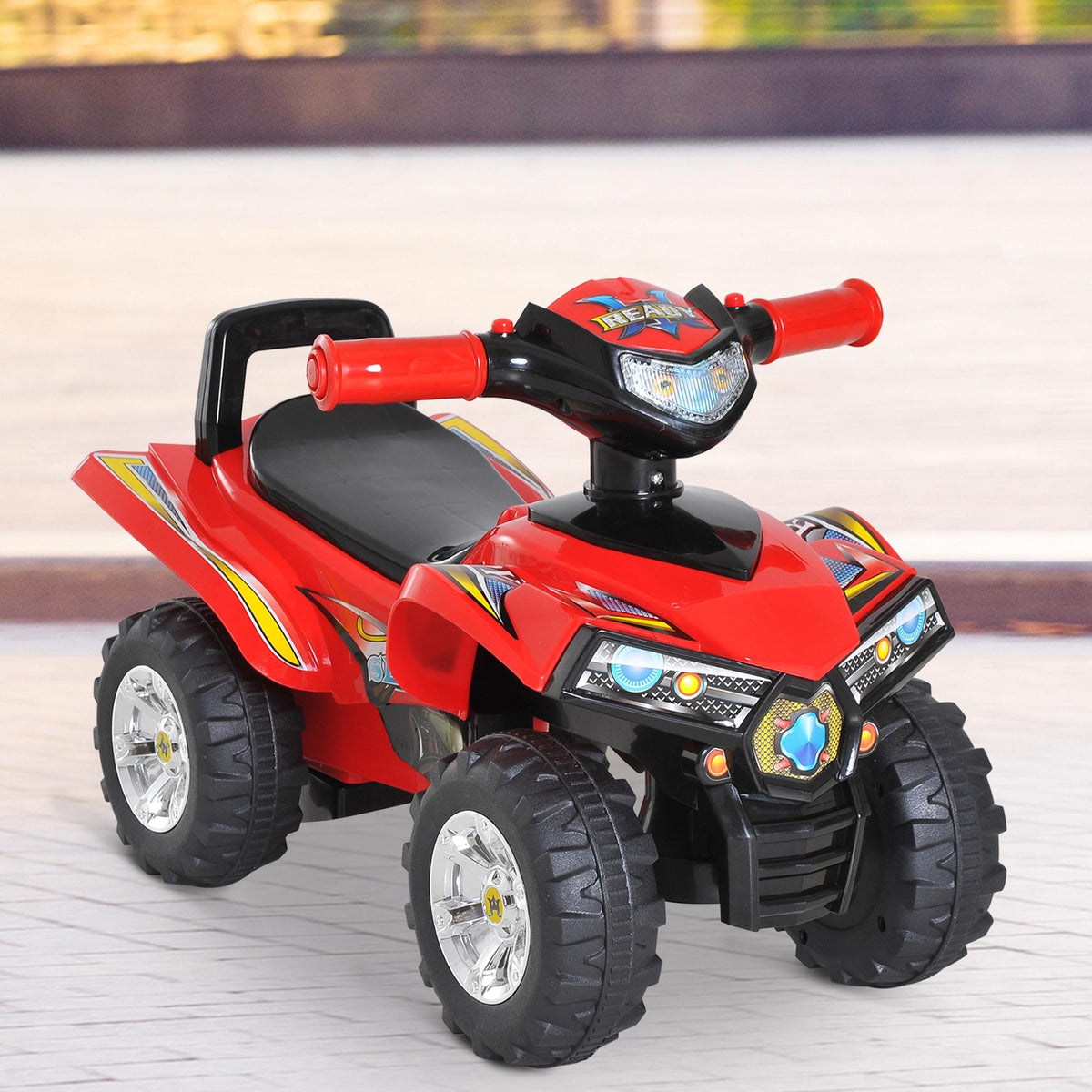 Porteur Enfants Quad 12-36 Mois dim. 60L x 38l x 42H cm Effets Lumineux et sonores Rouge Noir