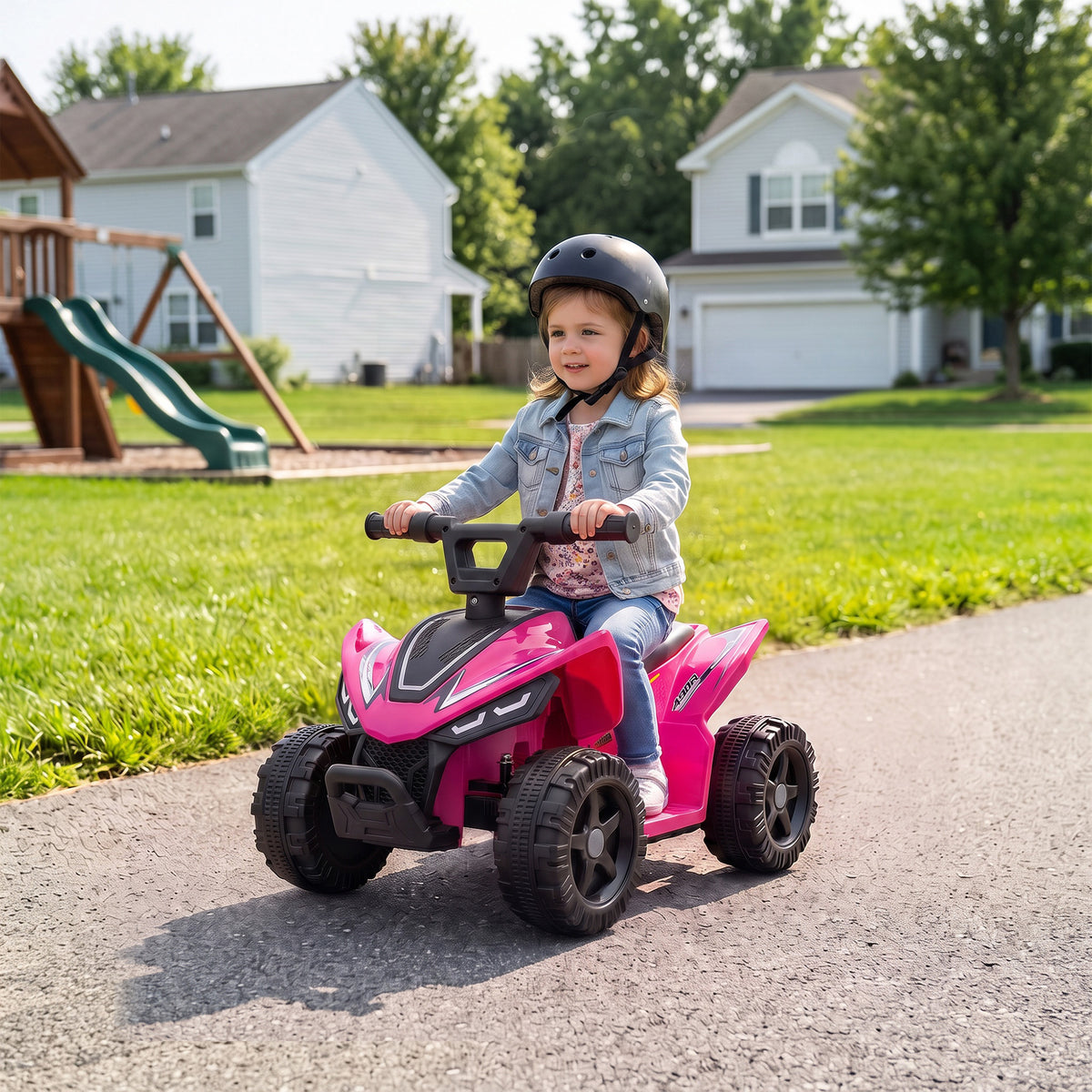 Quad Électrique Enfants 6 V, Voiture Électrique Enfants, Batterie au Lithium, Vitesse Max. 2 Km/H, 18 à 48 Mois, Rose