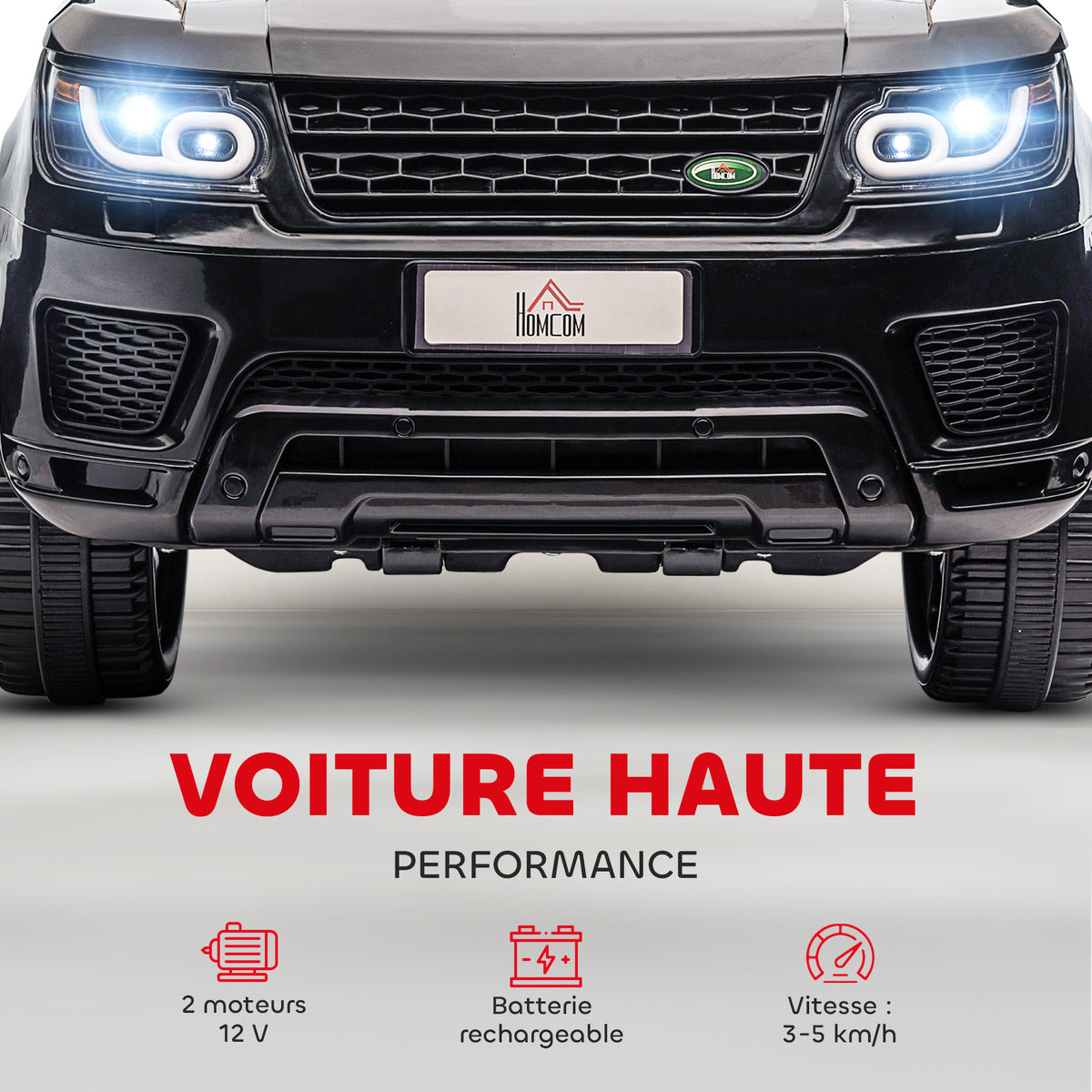 Voiture électrique enfants véhicule électrique 12 V double moteurs 3 à 5 km/h 110 x 68 x 52 cm noir