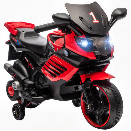 Moto électrique enfants 6 V, voiture électrique enfants avec roues d'entraînement, effets lumineux et sonores, rouge