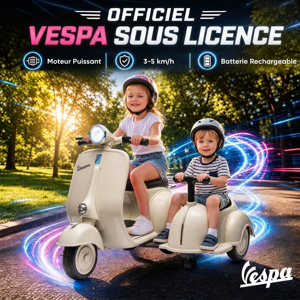 Moto Électrique Vespa 6V 2 Places Crème