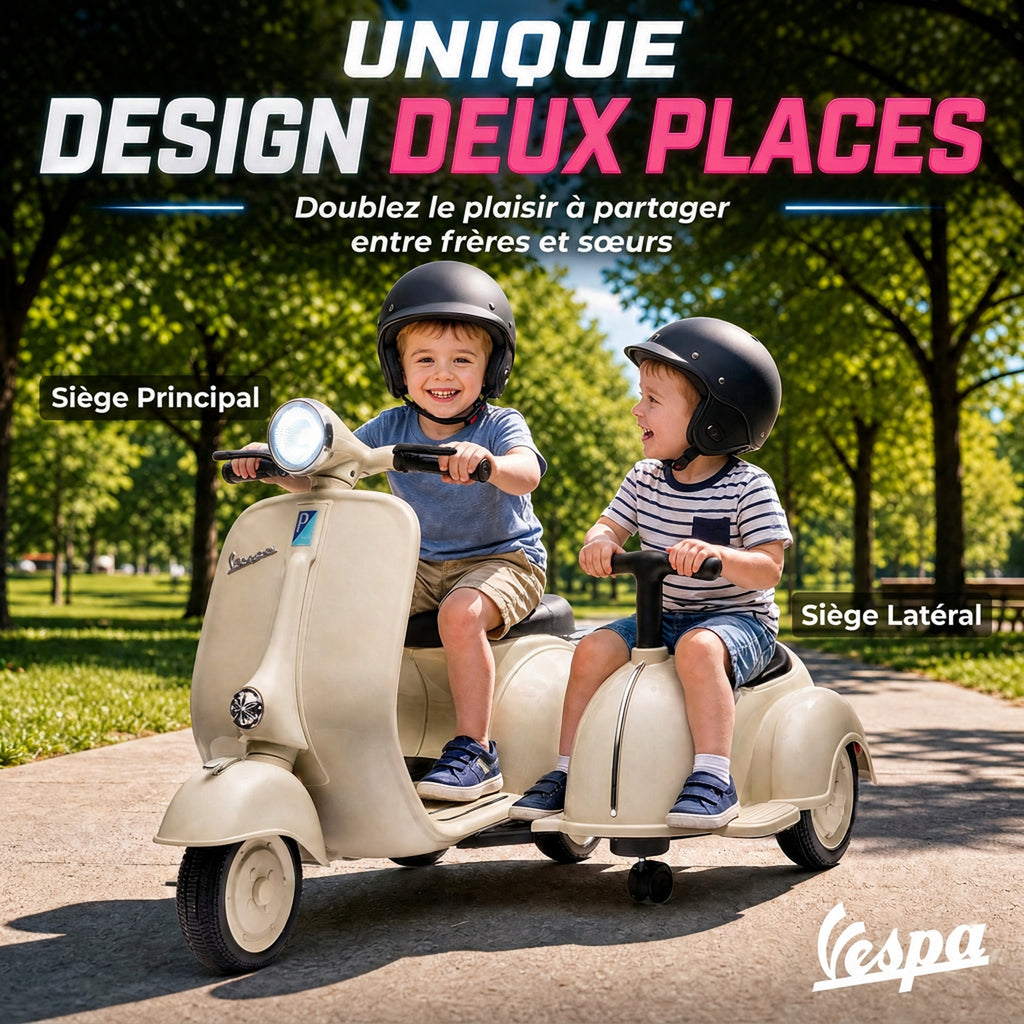 Moto Électrique Vespa 6V 2 Places Crème