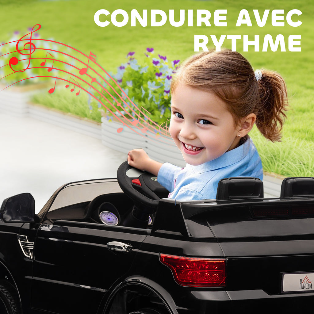 Voiture électrique enfants véhicule électrique 12 V double moteurs 3 à 5 km/h 110 x 68 x 52 cm noir