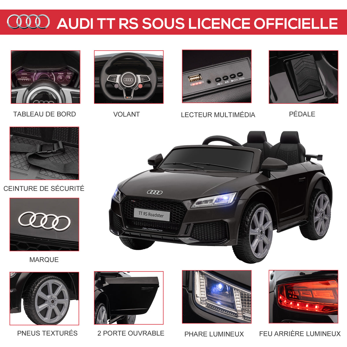 Audi TT RS Électrique 12V Noire